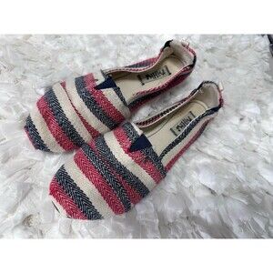 Mad Love Striped Red Navy White Slip-On Flats Women's Size 9